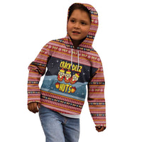 Funny Nutcracker Christmas Kid Hoodie with Crack Deez Nuts Quote and Holiday Pattern Design - Wonder Print Shop