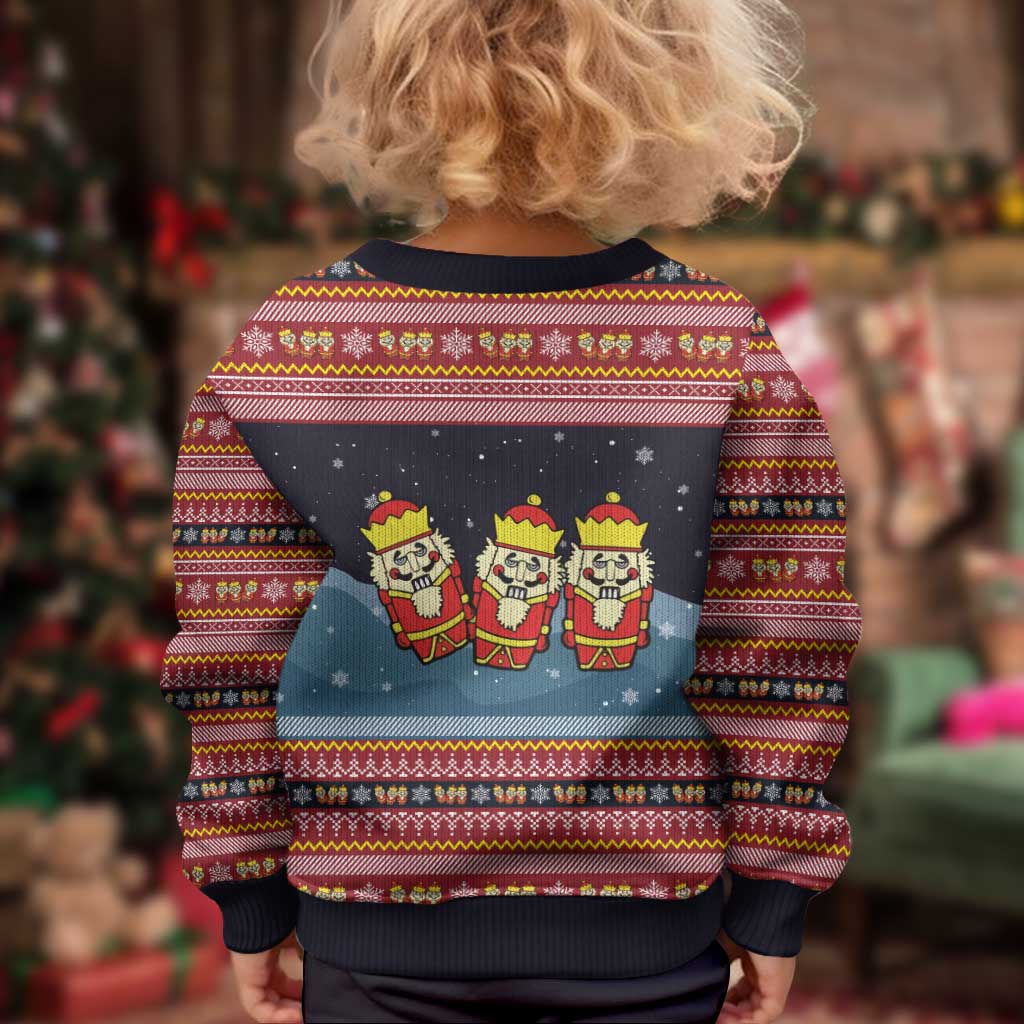 Funny Nutcracker Christmas Kid Ugly Christmas Sweater with Crack Deez Nuts Quote and Holiday Pattern Design - Wonder Print Shop