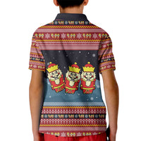 Funny Nutcracker Christmas Kid Polo Shirt with Crack Deez Nuts Quote and Holiday Pattern Design - Wonder Print Shop
