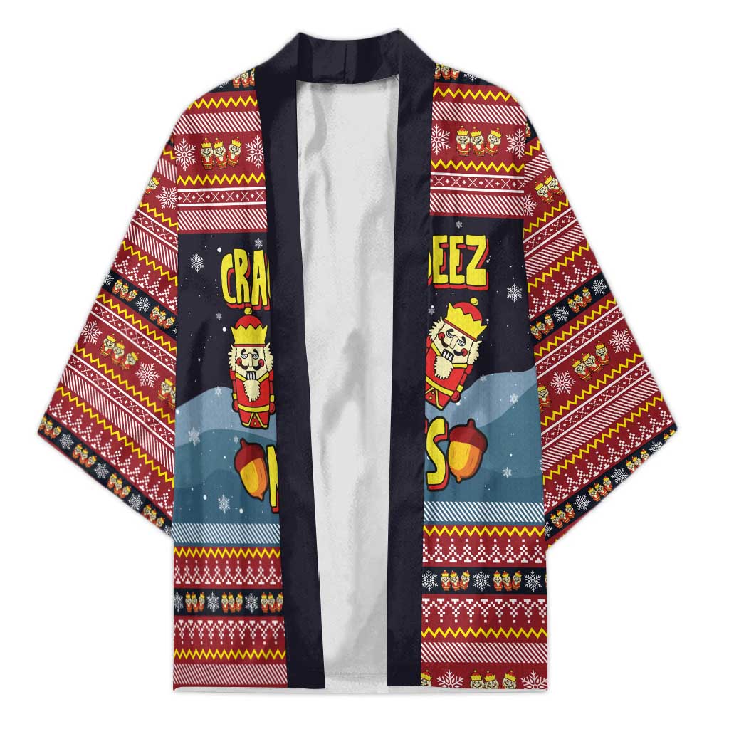 Funny Nutcracker Christmas Kimono with Crack Deez Nuts Quote and Holiday Pattern Design - Wonder Print Shop
