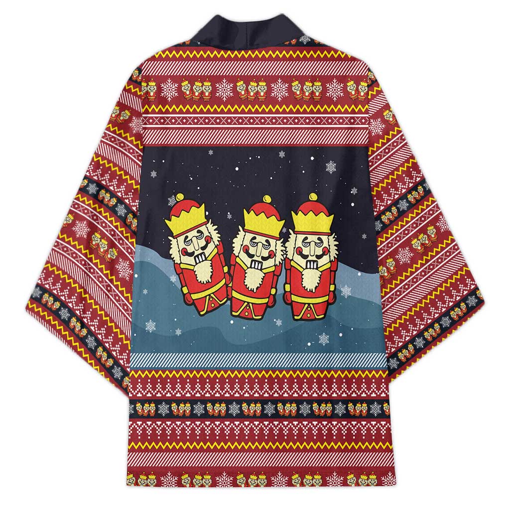 Funny Nutcracker Christmas Kimono with Crack Deez Nuts Quote and Holiday Pattern Design - Wonder Print Shop
