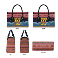 Funny Nutcracker Christmas Leather Bag with Crack Deez Nuts Quote and Holiday Pattern Design - Wonder Print Shop