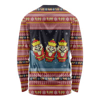 Funny Nutcracker Christmas Long Sleeve Shirt with Crack Deez Nuts Quote and Holiday Pattern Design - Wonder Print Shop