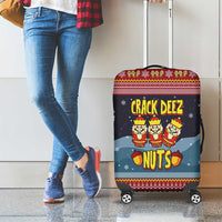 Funny Nutcracker Christmas Luggage Cover with Crack Deez Nuts Quote and Holiday Pattern Design - Wonder Print Shop