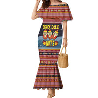 Funny Nutcracker Christmas Mermaid Dress with Crack Deez Nuts Quote and Holiday Pattern Design - Wonder Print Shop