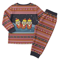 Funny Nutcracker Christmas Pajama Set with Crack Deez Nuts Quote and Holiday Pattern Design - Wonder Print Shop