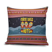 Funny Nutcracker Christmas Pillow Cover with Crack Deez Nuts Quote and Holiday Pattern Design - Wonder Print Shop
