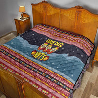 Funny Nutcracker Christmas Quilt with Crack Deez Nuts Quote and Holiday Pattern Design - Wonder Print Shop