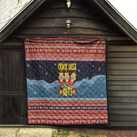 Funny Nutcracker Christmas Quilt with Crack Deez Nuts Quote and Holiday Pattern Design - Wonder Print Shop