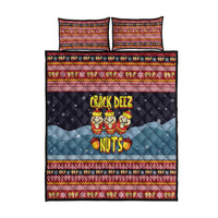 Funny Nutcracker Christmas Quilt Bed Set with Crack Deez Nuts Quote and Holiday Pattern Design - Wonder Print Shop