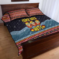 Funny Nutcracker Christmas Quilt Bed Set with Crack Deez Nuts Quote and Holiday Pattern Design - Wonder Print Shop