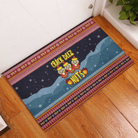 Funny Nutcracker Christmas Rubber Doormat with Crack Deez Nuts Quote and Holiday Pattern Design - Wonder Print Shop