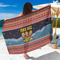 Funny Nutcracker Christmas Sarong with Crack Deez Nuts Quote and Holiday Pattern Design - Wonder Print Shop