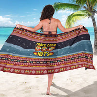 Funny Nutcracker Christmas Sarong with Crack Deez Nuts Quote and Holiday Pattern Design - Wonder Print Shop