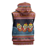 Funny Nutcracker Christmas Sleeveless Hoodie with Crack Deez Nuts Quote and Holiday Pattern Design - Wonder Print Shop