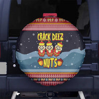 Funny Nutcracker Christmas Spare Tire Cover with Crack Deez Nuts Quote and Holiday Pattern Design - Wonder Print Shop