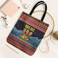 Funny Nutcracker Christmas Tote Bag with Crack Deez Nuts Quote and Holiday Pattern Design - Wonder Print Shop