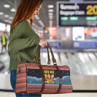 Funny Nutcracker Christmas Travel Bag with Crack Deez Nuts Quote and Holiday Pattern Design - Wonder Print Shop