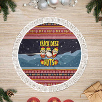 Funny Nutcracker Christmas Tree Skirt with Crack Deez Nuts Quote and Holiday Pattern Design - Wonder Print Shop