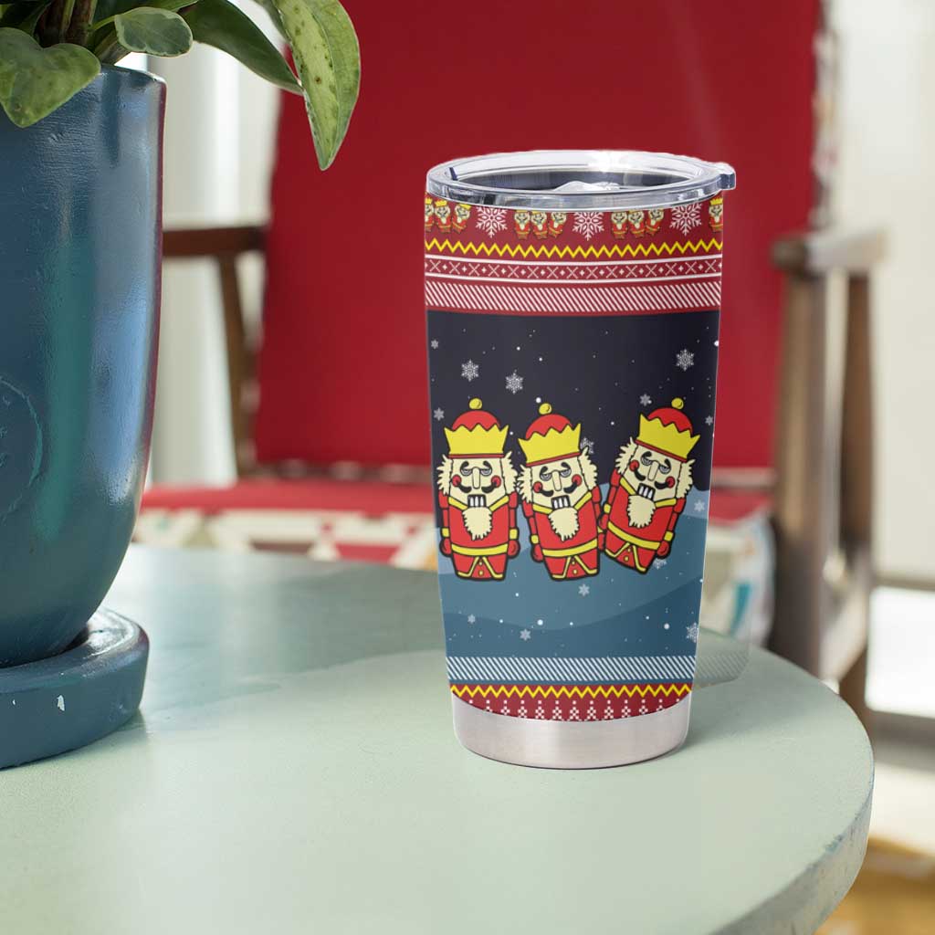 Funny Nutcracker Christmas Tumbler Cup with Crack Deez Nuts Quote and Holiday Pattern Design - Wonder Print Shop