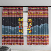 Funny Nutcracker Christmas Window Curtain with Crack Deez Nuts Quote and Holiday Pattern Design - Wonder Print Shop