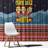 Funny Nutcracker Christmas Window Curtain with Crack Deez Nuts Quote and Holiday Pattern Design - Wonder Print Shop
