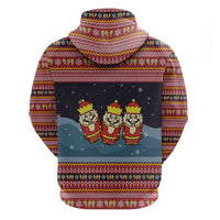 Funny Nutcracker Christmas Zip Hoodie with Crack Deez Nuts Quote and Holiday Pattern Design - Wonder Print Shop