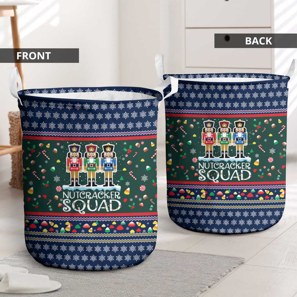 Nutcracker Squad Christmas Laundry Basket with Candy Cane and Snowflake Holiday Design - Wonder Print Shop