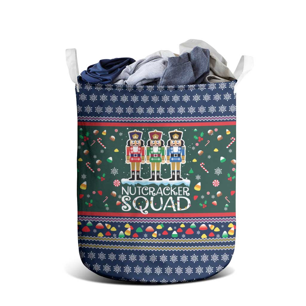 Nutcracker Squad Christmas Laundry Basket with Candy Cane and Snowflake Holiday Design - Wonder Print Shop