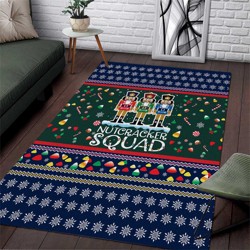 Nutcracker Squad Christmas Area Rug with Candy Cane and Snowflake Holiday Design - Wonder Print Shop