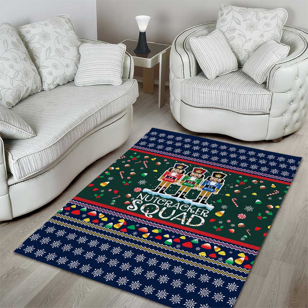 Nutcracker Squad Christmas Area Rug with Candy Cane and Snowflake Holiday Design - Wonder Print Shop