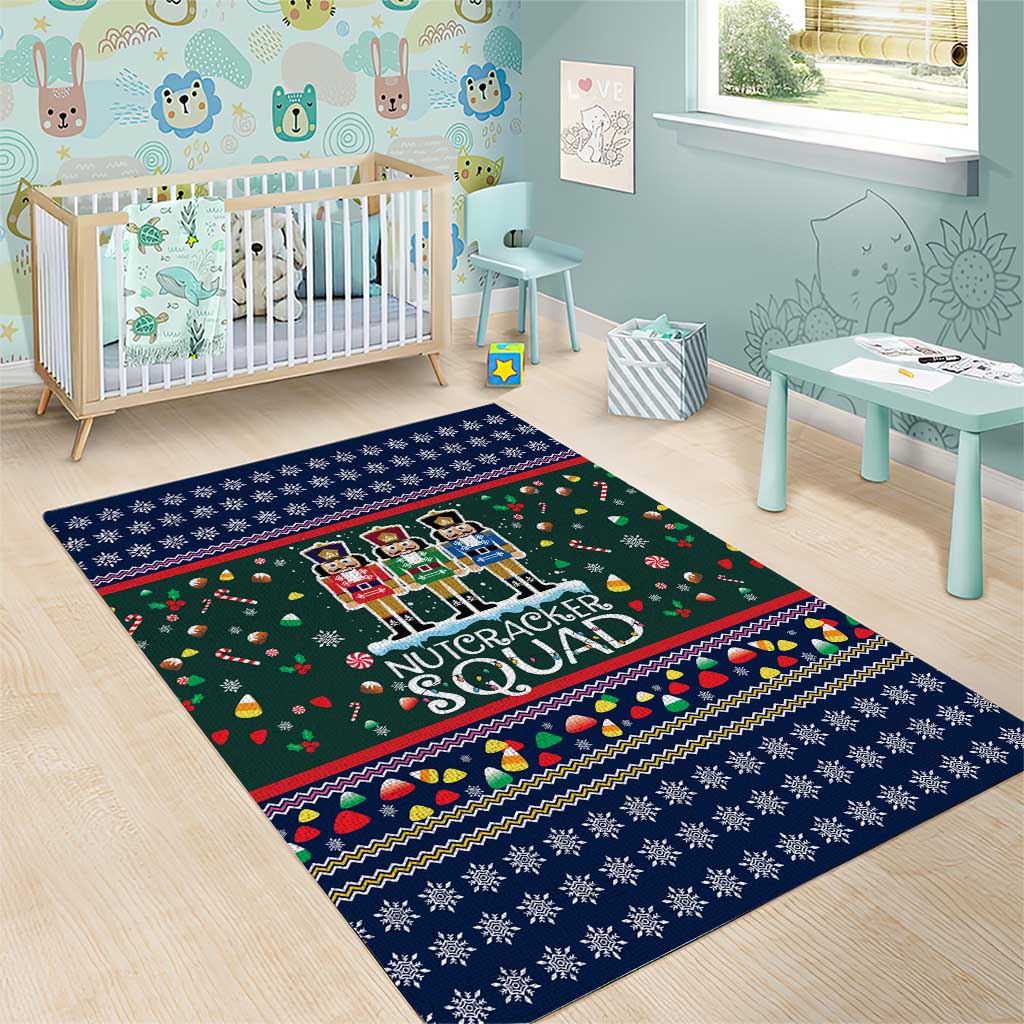 Nutcracker Squad Christmas Area Rug with Candy Cane and Snowflake Holiday Design - Wonder Print Shop