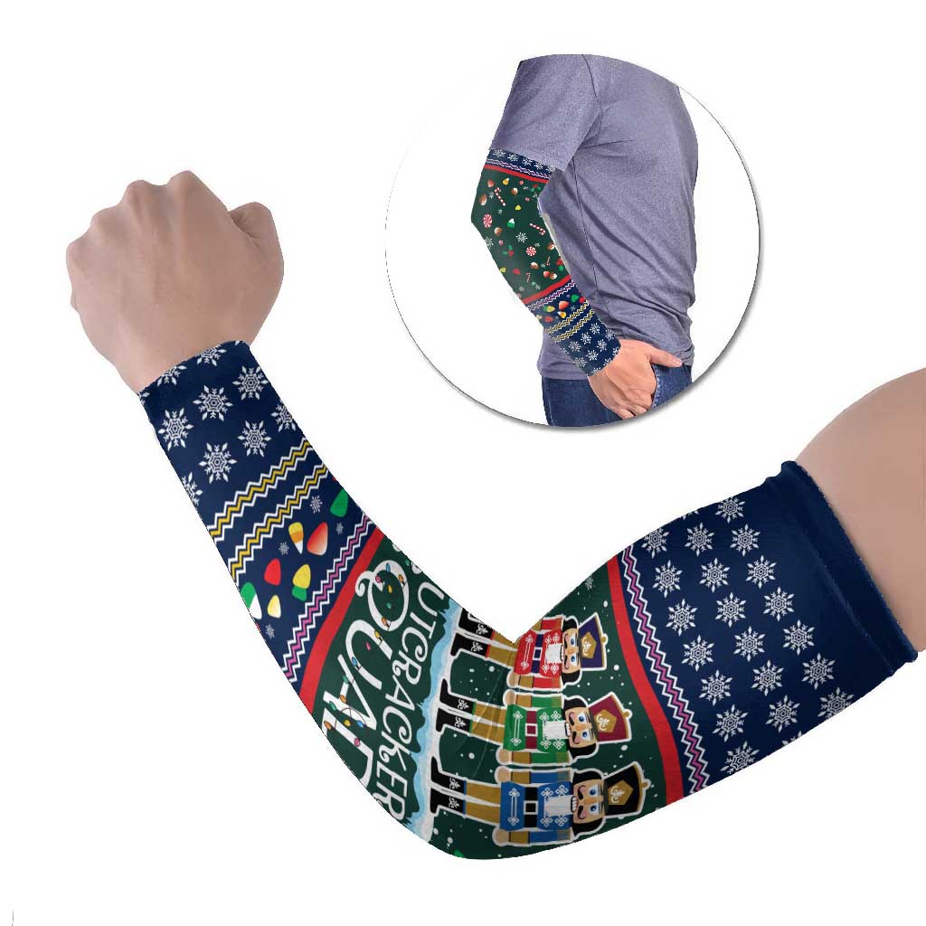 Nutcracker Squad Christmas Arm Sleeves with Candy Cane and Snowflake Holiday Design - Wonder Print Shop