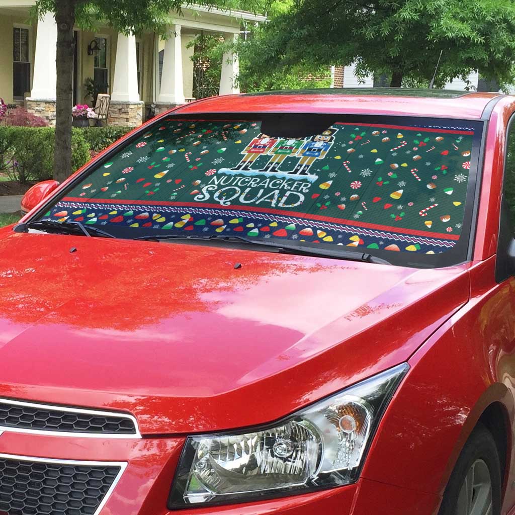 Nutcracker Squad Christmas Auto Sun Shade with Candy Cane and Snowflake Holiday Design - Wonder Print Shop