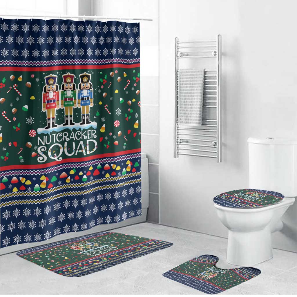 Nutcracker Squad Christmas Bathroom Set with Candy Cane and Snowflake Holiday Design - Wonder Print Shop
