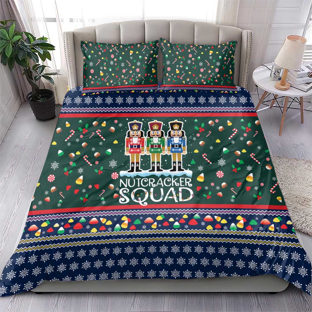 Nutcracker Squad Christmas Bedding Set with Candy Cane and Snowflake Holiday Design - Wonder Print Shop