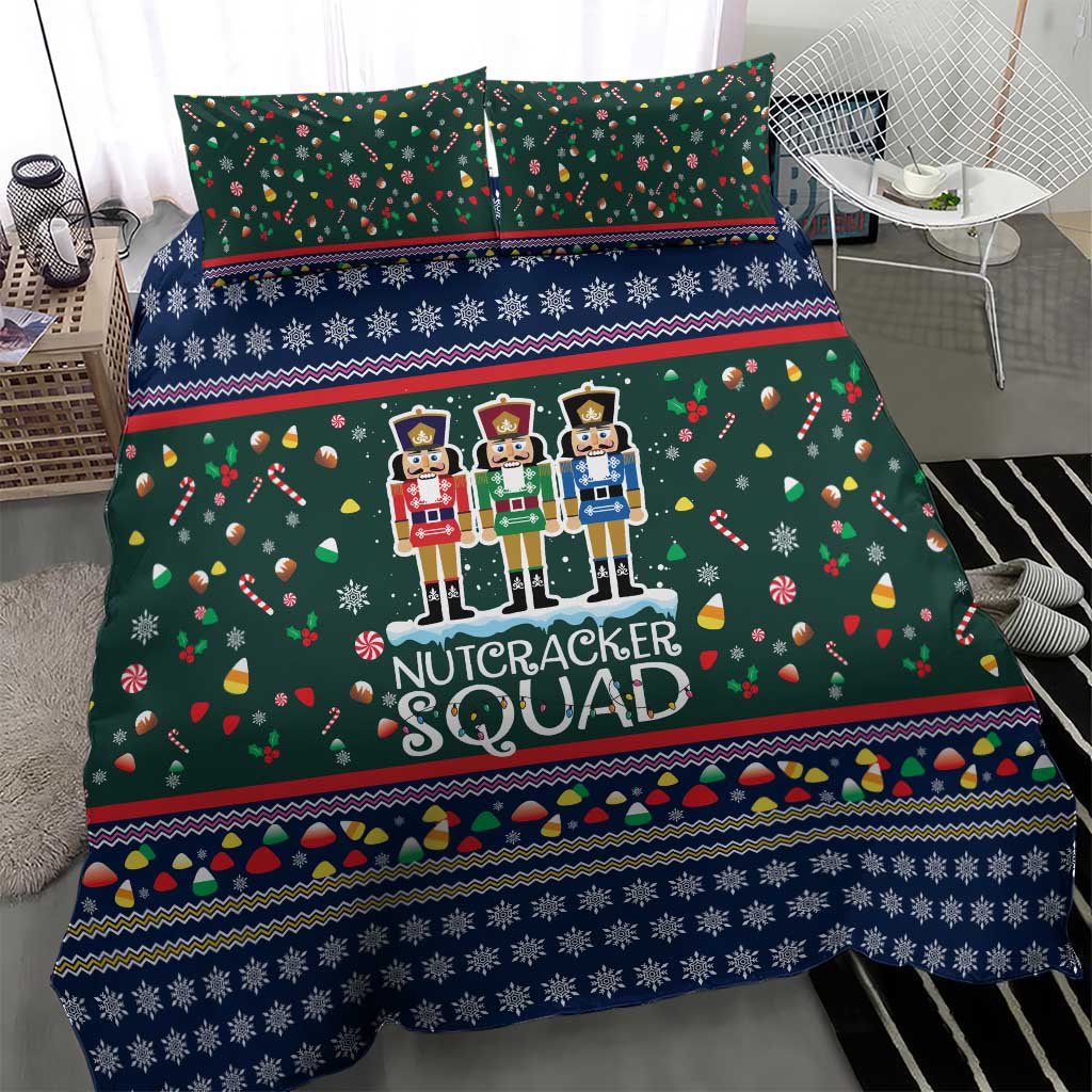 Nutcracker Squad Christmas Bedding Set with Candy Cane and Snowflake Holiday Design - Wonder Print Shop