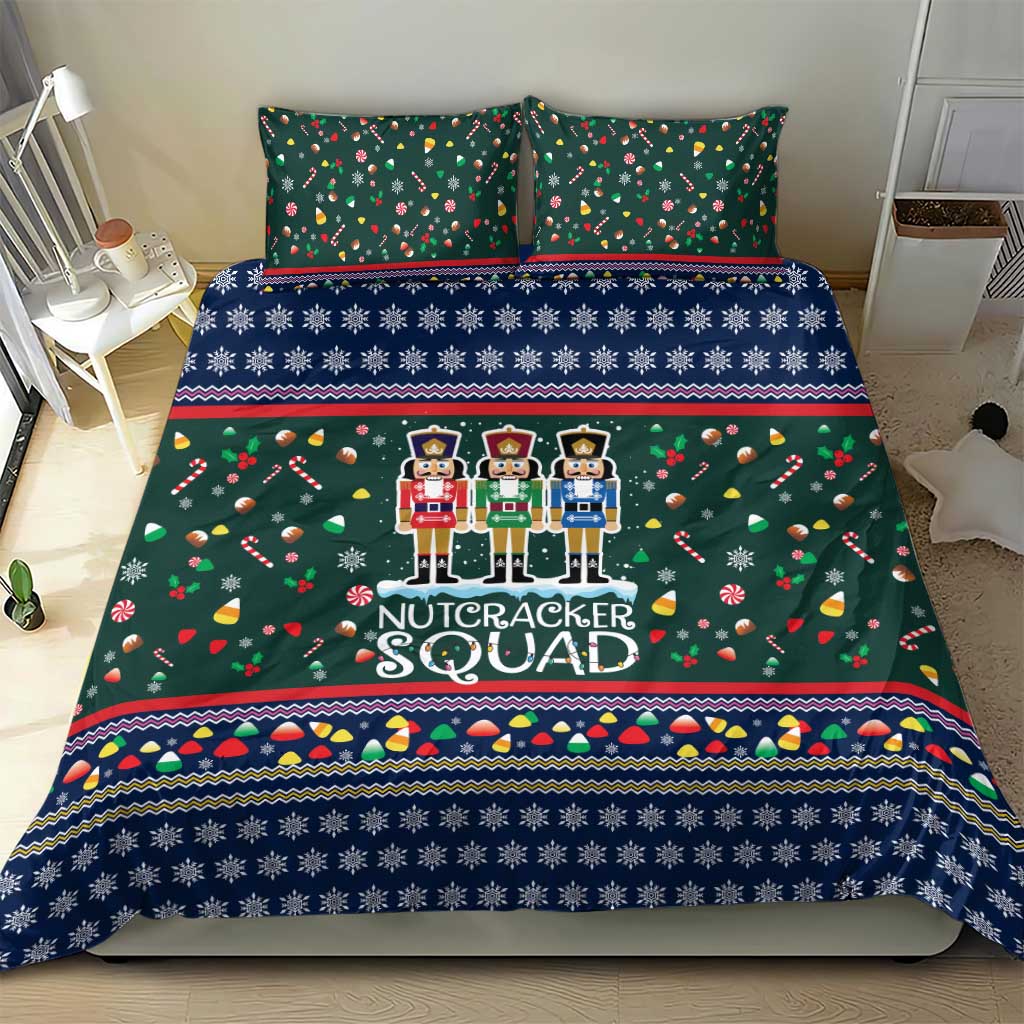 Nutcracker Squad Christmas Bedding Set with Candy Cane and Snowflake Holiday Design - Wonder Print Shop