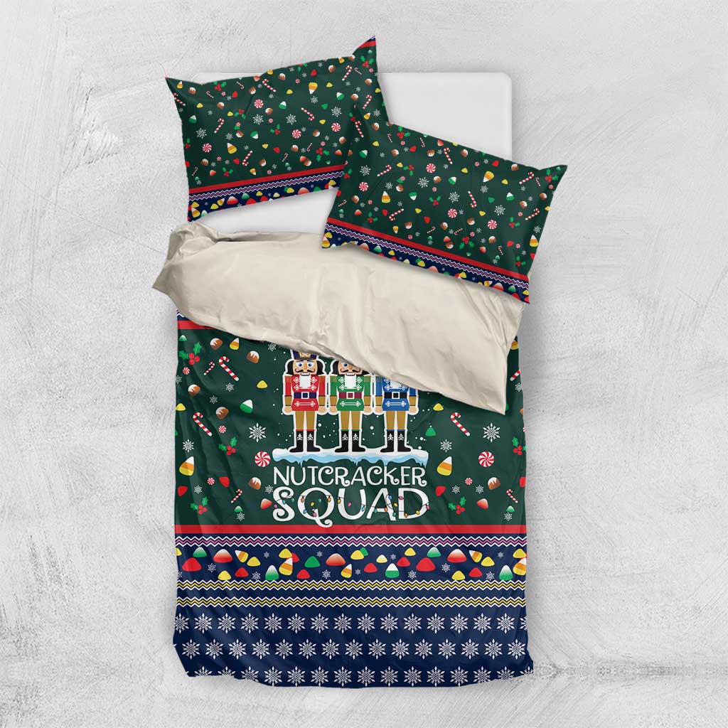 Nutcracker Squad Christmas Bedding Set with Candy Cane and Snowflake Holiday Design - Wonder Print Shop