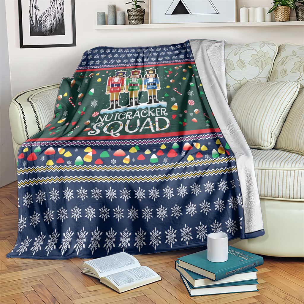 Nutcracker Squad Christmas Blanket with Candy Cane and Snowflake Holiday Design - Wonder Print Shop