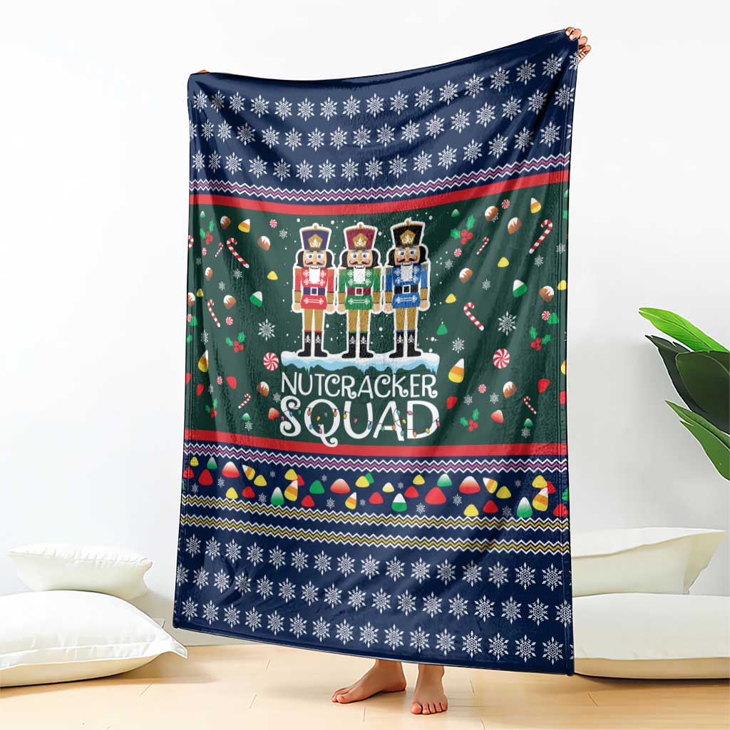 Nutcracker Squad Christmas Blanket with Candy Cane and Snowflake Holiday Design - Wonder Print Shop
