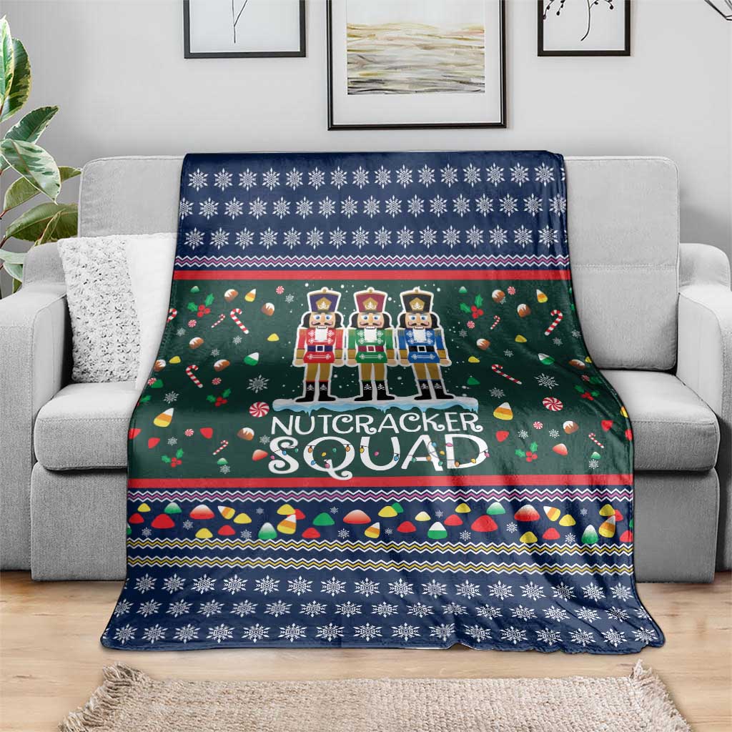 Nutcracker Squad Christmas Blanket with Candy Cane and Snowflake Holiday Design - Wonder Print Shop