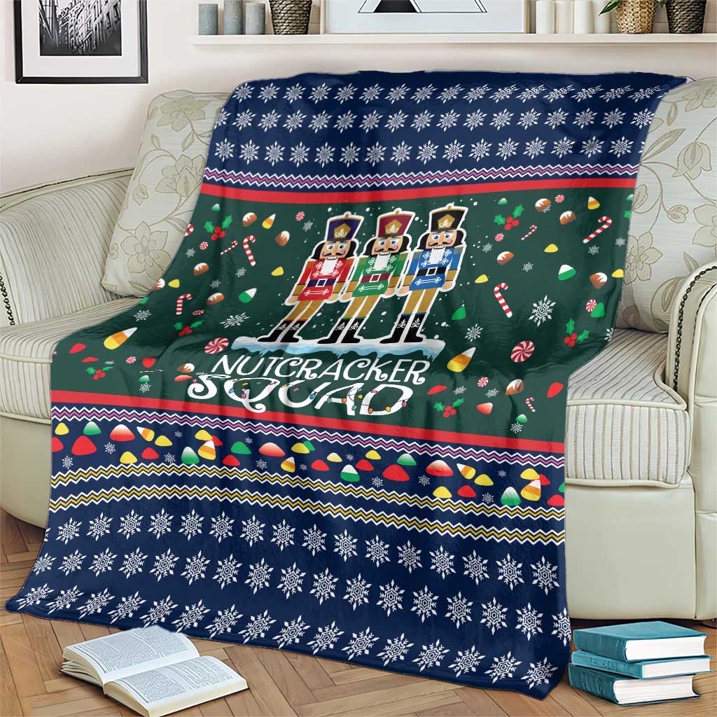 Nutcracker Squad Christmas Blanket with Candy Cane and Snowflake Holiday Design - Wonder Print Shop