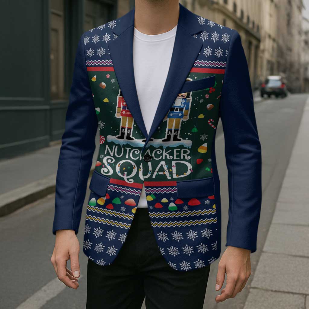 Nutcracker Squad Christmas Blazer with Candy Cane and Snowflake Holiday Design - Wonder Print Shop