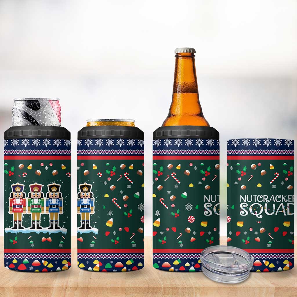 Nutcracker Squad Christmas 4 in 1 Can Cooler Tumbler with Candy Cane and Snowflake Holiday Design - Wonder Print Shop
