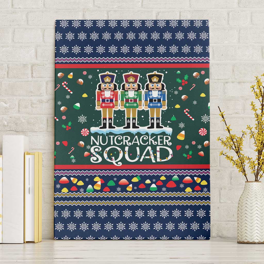 Nutcracker Squad Christmas Canvas Wall Art with Candy Cane and Snowflake Holiday Design - Wonder Print Shop