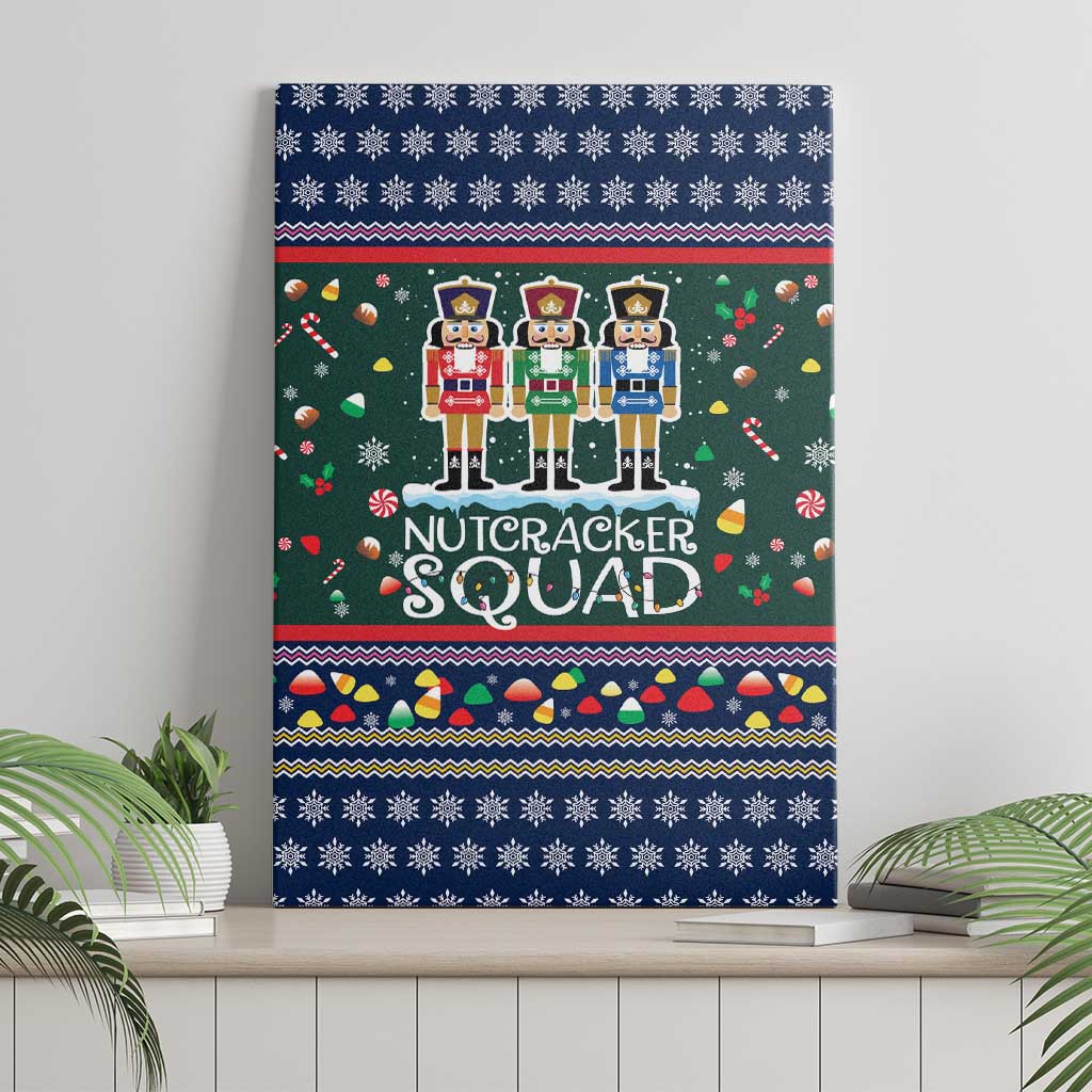 Nutcracker Squad Christmas Canvas Wall Art with Candy Cane and Snowflake Holiday Design - Wonder Print Shop