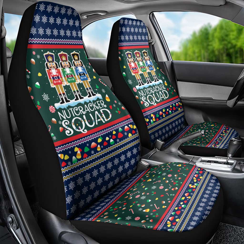 Nutcracker Squad Christmas Car Seat Cover with Candy Cane and Snowflake Holiday Design - Wonder Print Shop