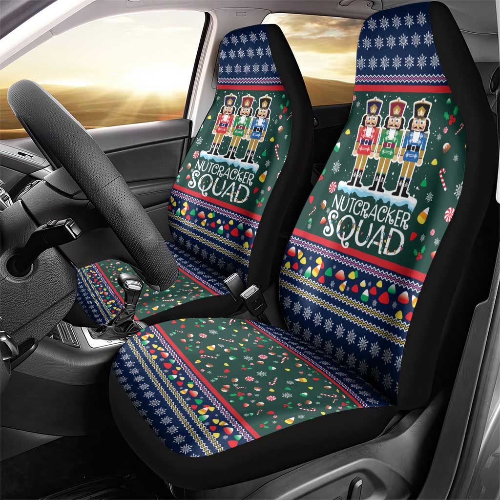 Nutcracker Squad Christmas Car Seat Cover with Candy Cane and Snowflake Holiday Design - Wonder Print Shop