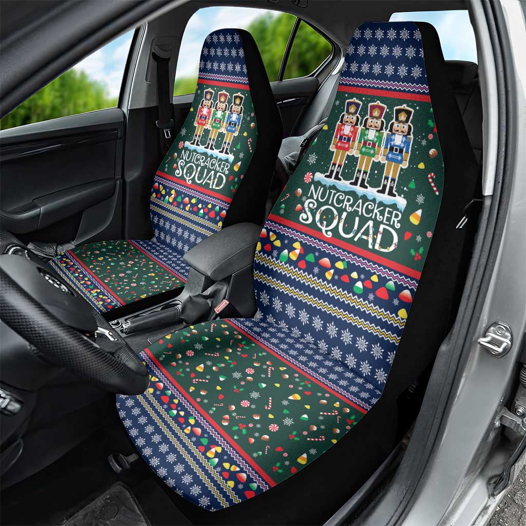 Nutcracker Squad Christmas Car Seat Cover with Candy Cane and Snowflake Holiday Design - Wonder Print Shop